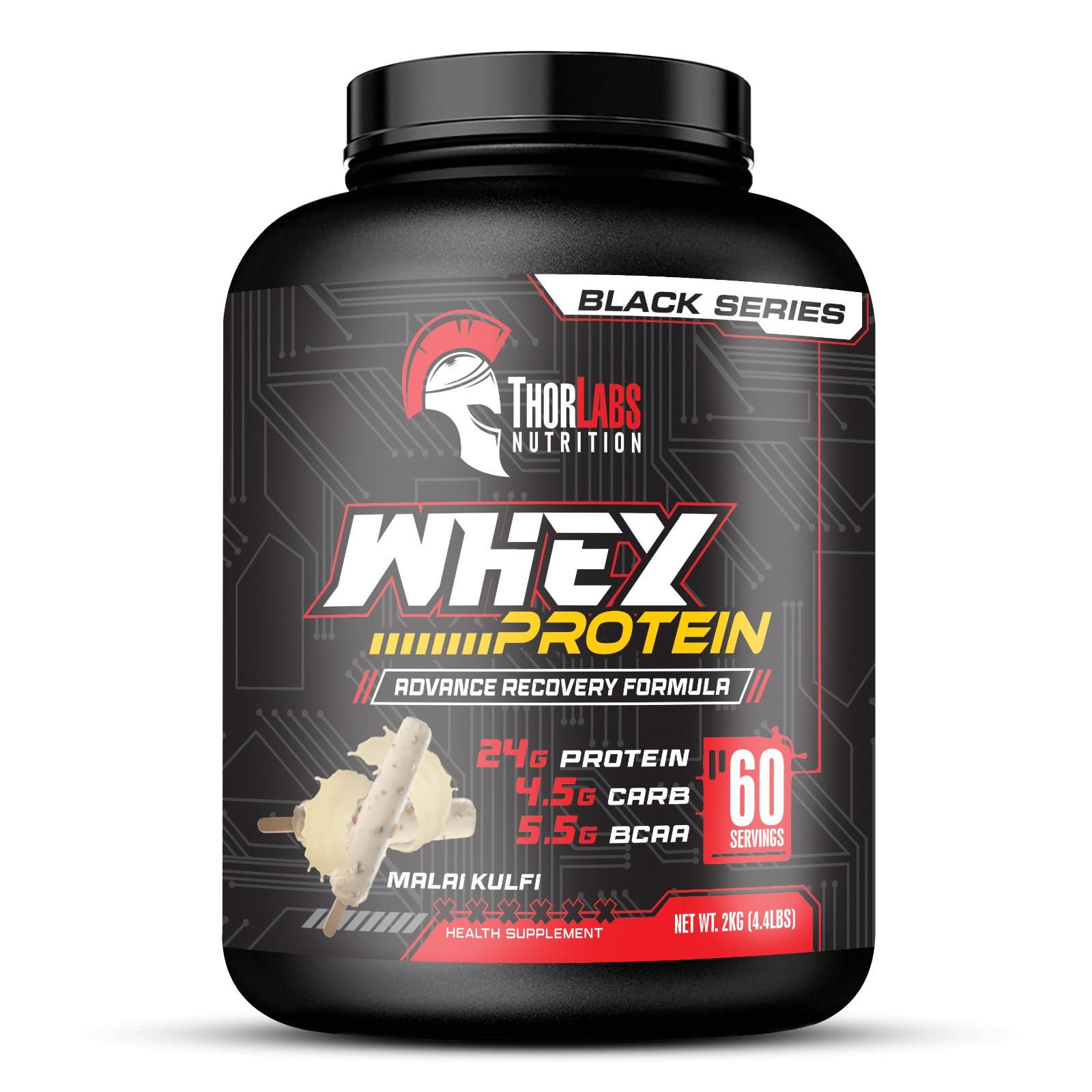 ThorLabs Black Series Whey Protein 2kg | 24g Protein, 5.5g BCAA | Advanced Recovery Formula | Fast Absorption | Butter Scotch Flavor