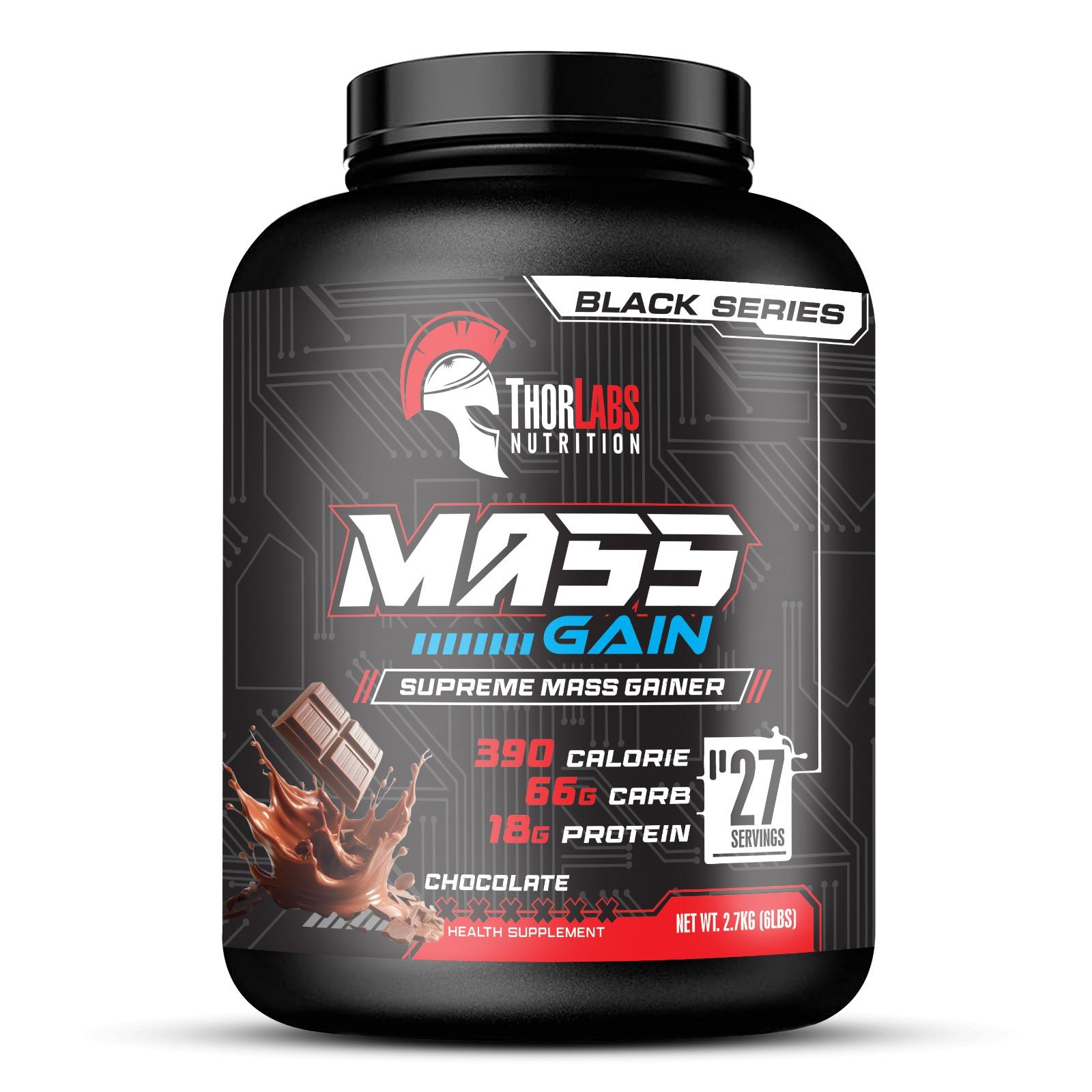 ThorLabs Black Series Mass Gain 2.7kg | 390 Calories | 66g Carbs | 18g Protein | Supreme Mass Gainer for Lean Muscle Growth | Chocolate