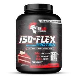 Thor Labs Iso Flex Whey Protein Isolate – 2kg | 30g Protein, Zero Sugar | Red Velvet Flavor | 60 Servings